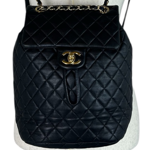 CHANEL Matelasse Small Backpack Bag Leather Logo Black - Picture 1 of 11
